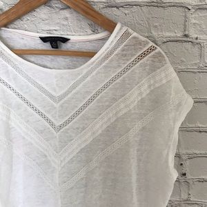 Tommy Hilfiger white linen sleeveless lace top
